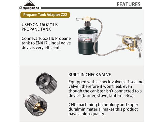 camping moon Butane to Propane Gas Refill Adapter and LPG Propane Adapter (Isobutane gas to 1lb propane tank (Z15/Z22))