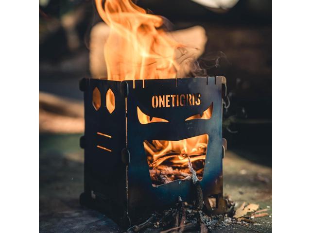 OneTigris ROCUBOID Camping Backpacking Titanium Stove Portable Foldable Burning Wood Stove for Outdoor Hiking Picnic BBQ,Weights 460g/16.2oz