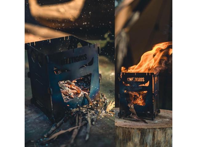 OneTigris ROCUBOID Camping Backpacking Titanium Stove Portable Foldable Burning Wood Stove for Outdoor Hiking Picnic BBQ,Weights 460g/16.2oz