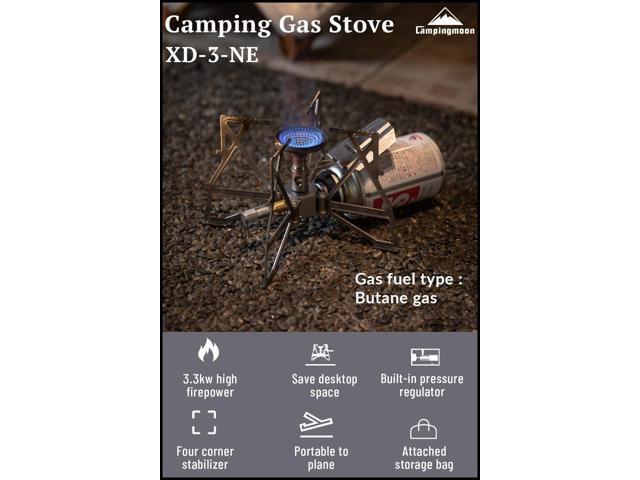 CAMPINGMOON Butane Camping Stove Portable Regulator Single Burner w/Storage Bag XD-3 (Silver w/o igniter)