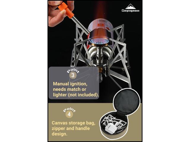 CAMPINGMOON Butane Camping Stove Portable Regulator Single Burner w/Storage Bag XD-3 (Silver w/o igniter)