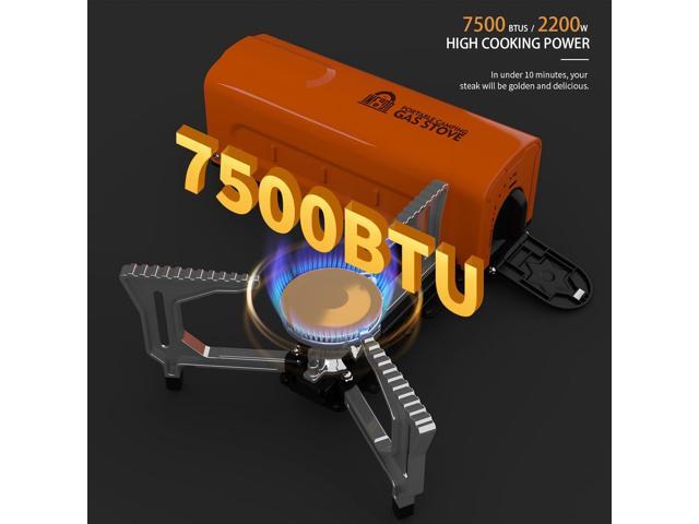 Portable Camping Gas Stove: 2200W/7500BTU 1-Burner Foldable Butane Stove with Piezo Ignition & Carrying Bag for Outdoor Camping, BBQ, Hiking and...