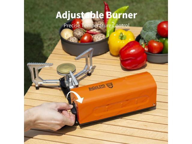 Portable Camping Gas Stove: 2200W/7500BTU 1-Burner Foldable Butane Stove with Piezo Ignition & Carrying Bag for Outdoor Camping, BBQ, Hiking and...