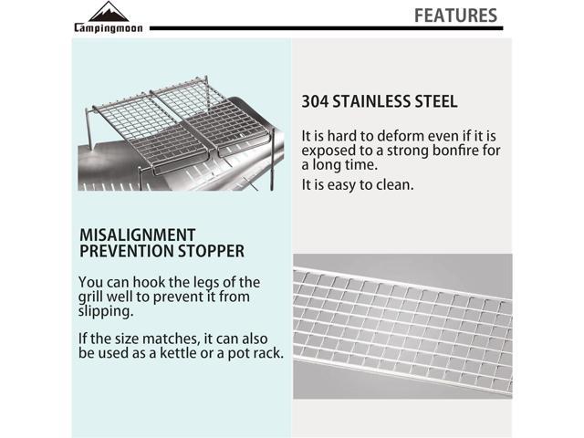 CAMPINGMOON 304 Stainless Steel Cooking Grates for Camping Stove Grill Campfire Open Fire MTG-G,MTG-2G,MTG-JS,MTG-JL