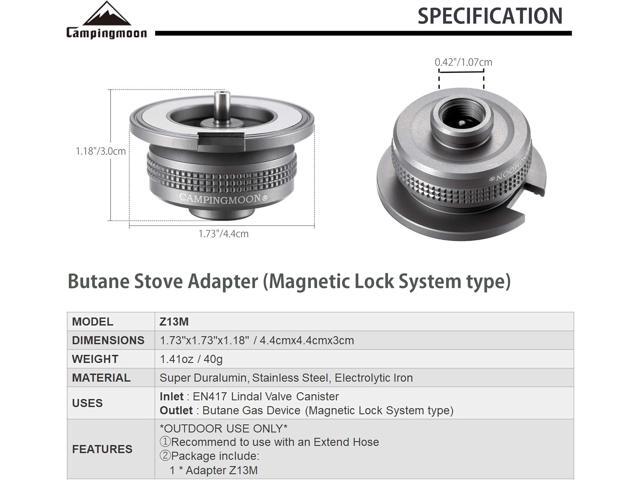CAMPINGMOON Camping Gas Stove Adapter, Input: EN417 Lindal Valve Canister, Output: Butane Gas Stove Z13M