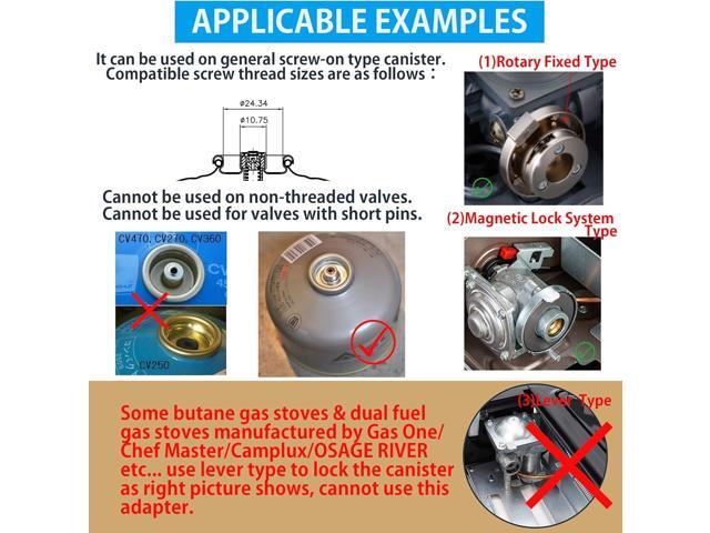 CAMPINGMOON Camping Gas Stove Adapter, Input: EN417 Lindal Valve Canister, Output: Butane Gas Stove Z13M