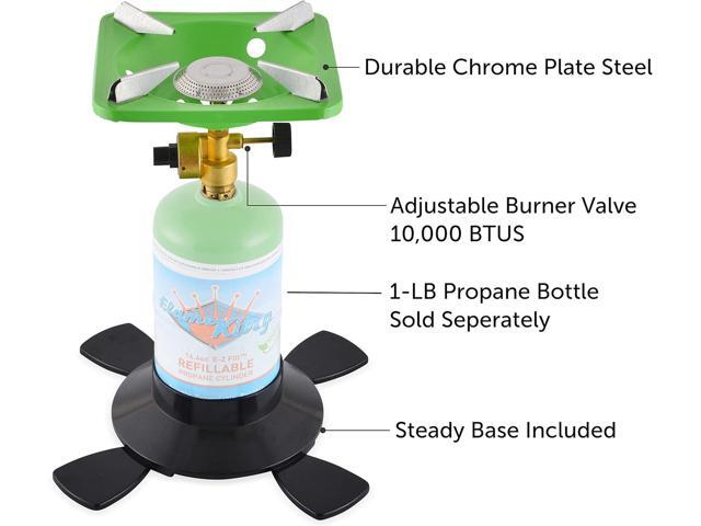 Flame King YSNVT-508 Portable BottleTop Camping Stove with Stable Lightweight Base Stand, Great for Outdoor Cooking, Backpacking, Compatible with...