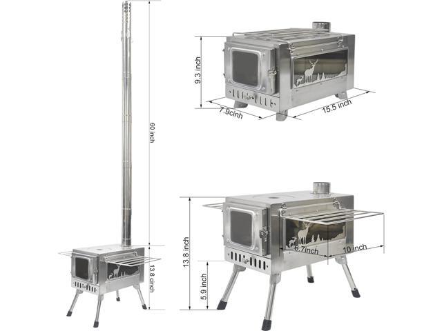 Outdoor Wood Burning Stove, Portable with Chimney Pipe for Cooking, Camping, Tent, Hiking, Fishing, Backpacking