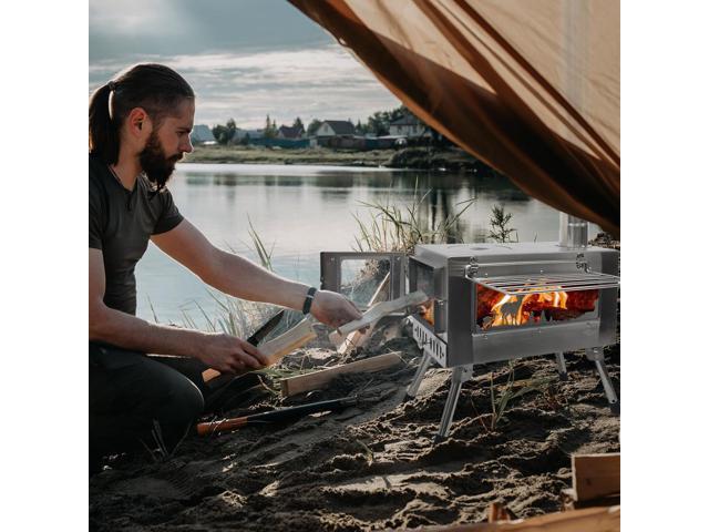 Outdoor Wood Burning Stove, Portable with Chimney Pipe for Cooking, Camping, Tent, Hiking, Fishing, Backpacking