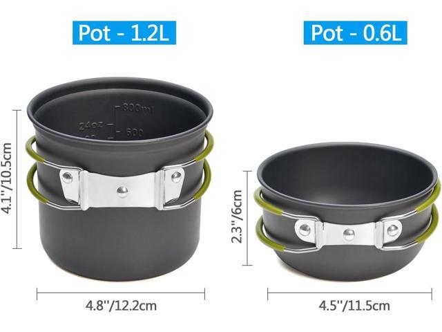 Odoland Camping Cookware Stove Carabiner Canister Stand Tripod and Stainless Steel Cup, Tank Bracket, Fork Spoon Kit for Backpacking, Outdoor...