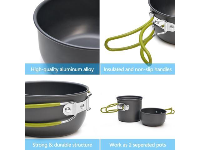 Odoland Camping Cookware Stove Carabiner Canister Stand Tripod and Stainless Steel Cup, Tank Bracket, Fork Spoon Kit for Backpacking, Outdoor...