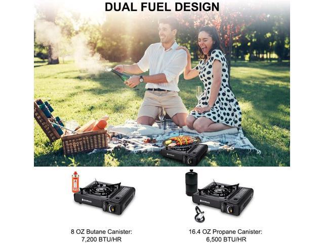 Camplux Dual Fuel Propane & Butane Stove with Carrying Case, Portable Camping Stoves with CSA Certification