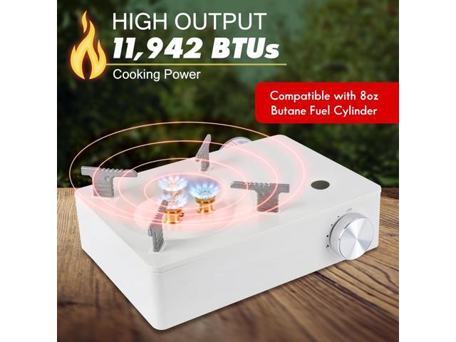 McKay Camping Stove with Carry Case Extra High Output, Single Burner Butane Stove Hiking & Camping Accessories, Emergency Preparedness Portable...