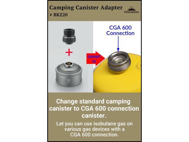 CAMPINGMOON Camping Canister Propane Gas Stove Grill Adapter, Input: EN417 Lindal Valve Canister, Output: CGA 600 Connection BKZ20 (Black CGA 600...