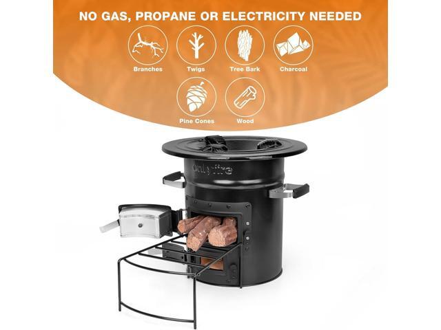 Onlyfire Camping Rocket Stove Outdoor Portable Wood Burning Camp Stove with High Fuel Efficiency, Real Campfire Stove for Outside Bonfire, Patio &...