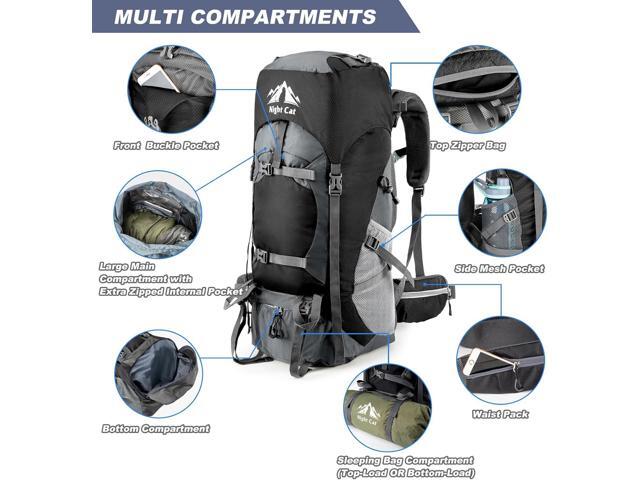 Night Cat Hiking Backpacks 70L Camping Backpacking Packs for Men Women Lightweight Outdoor for Mountaineering Traveling, No Internal Frame