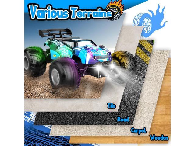 Remote Control Car, All Terrain Remote Control Truck for Boy, 2.4GHz Rc Car with Bodylight and Two Rechargeable Batteries, 20KM/H Monster Truck Toys