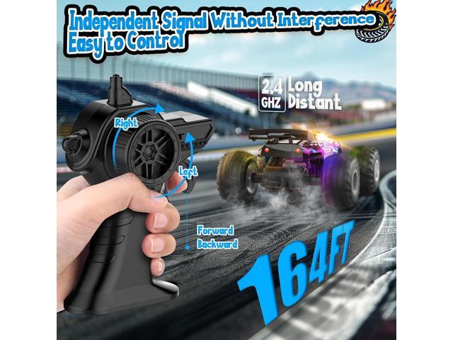Remote Control Car, All Terrain Remote Control Truck for Boy, 2.4GHz Rc Car with Bodylight and Two Rechargeable Batteries, 20KM/H Monster Truck Toys