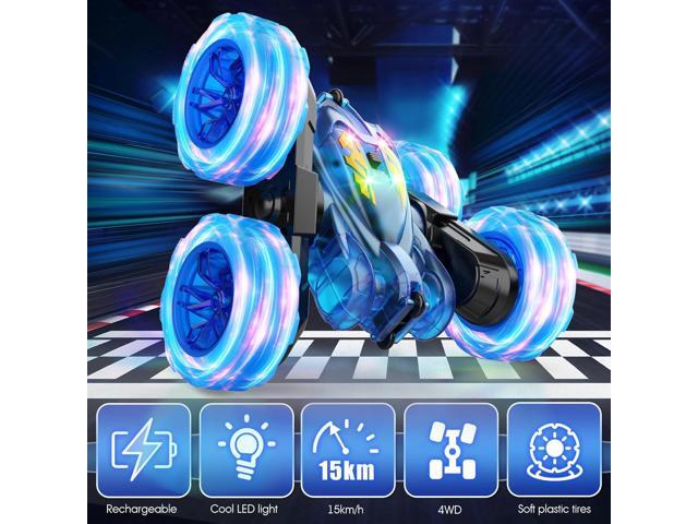 Remote Control Car,Rechargeable Fast Direct Charging RC Cars for Kids with Colorful Light,Double-Sided 360° Rotating RC Stunt Car 4WD RC Truck Car...