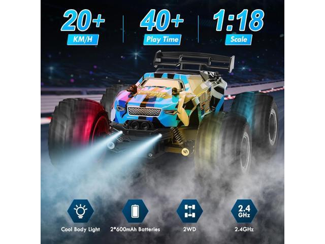 Remote Control Car, Remote Control Truck, 2.4Ghz All Terrain Off-Road Monster Truck, 20 KM/H Rc Cars with LED Bodylight and 2 Rechargeable...