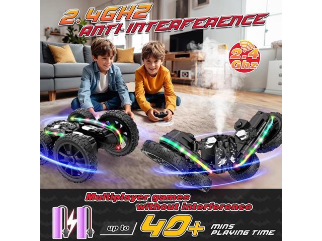 Remote Control Car,RC Cars with Sides Light and Headlights,360°Rotating 4WD Off-Road RC Stunt Car,2.4Ghz All Terrain Toy Car for Boys Age 4-7 Kids...