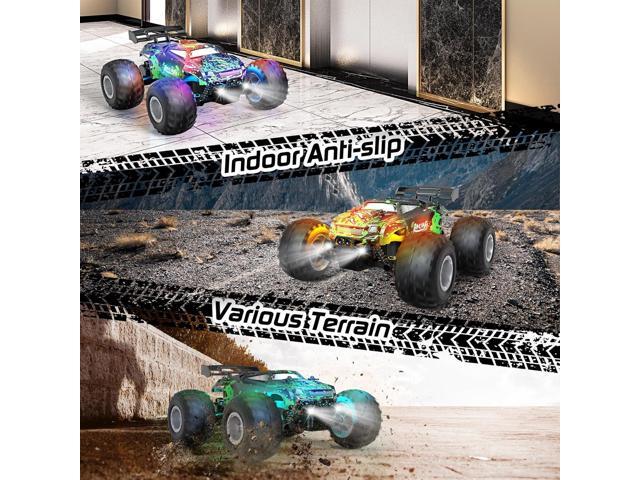 Remote Control Car, 1:18 Scale All Terrain RC Cars, 2WD 20Km/h with Colorful LedLight and Two Rechargeable Batteries, Remote Control Monster Truck...