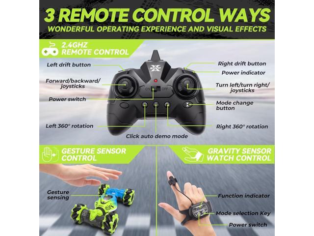 Dysaim Gesture RC Car Hand Controlled Stunt Car for 6-12 yr Boys Girls, 2.4GHz Remote Control Gesture Sensor Toy Cars Drift Twist Car with Light...