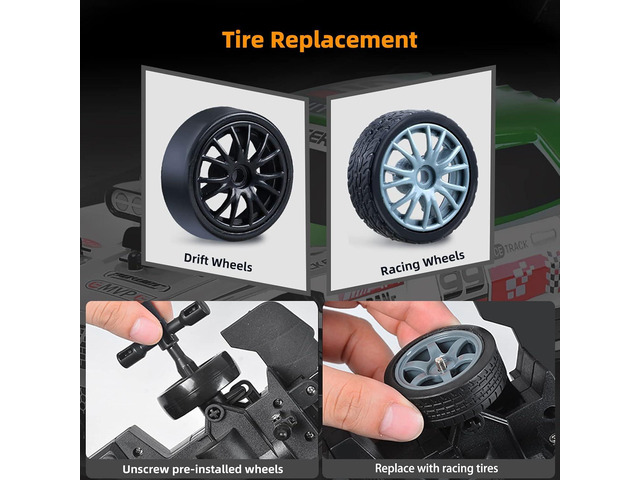 RC Drift Car 2.4GHz 1:16 Scale 4WD High Speed Remote Control Cars Vehicle with LED Lights Two Batteries and Drifting Tires Racing Sport Toy Cars...
