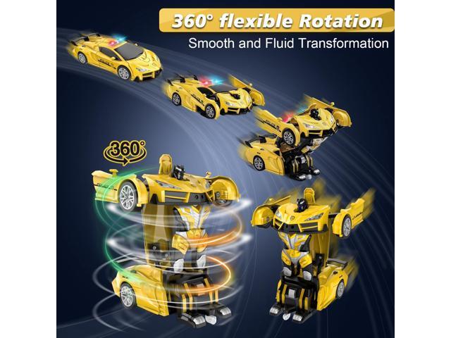 Remote Control Car, Transform Robot RC Cars, 2.4Ghz Transforming Police Car Toy with LED Light, One-Button Deformation & Rotating Drifting, Toys...