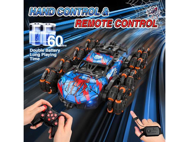 Sunrad 8WD Gesture Sensing RC Stunt Car with Spray & Light & Music for Kids Age 6-8-13, Spider Hand Remote Control Car 2.4Ghz Double-Sided Climbing...