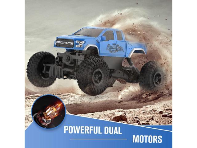 DOUBLE E Ford Raptor F150 RC Car 4WD Monster Trucks for Boys,11 Inches Off Road Crawler Vehicle RC Truck Toy Gift for Boys Girls 6 7 8-12 Years-Blue