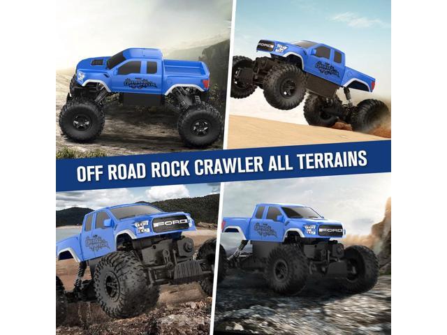 DOUBLE E Ford Raptor F150 RC Car 4WD Monster Trucks for Boys,11 Inches Off Road Crawler Vehicle RC Truck Toy Gift for Boys Girls 6 7 8-12 Years-Blue