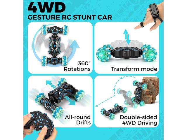 Remote Control Car for Boys 6-12 yr, Gesture Sensing RC Stunt Car Toys for Kids, 2.4gHz 4WD Hand Controlled RC Car, 360° Rotating Transform Drift...
