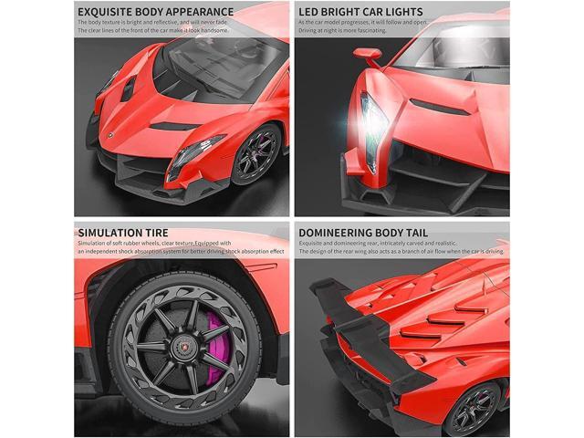 Remote Control Car RC Cars Racing Car 1:18 Licensed Toy RC Car Compatible with Lamborghini Model Vehicle for Boys 6,7,8 Years Old Halloween, red