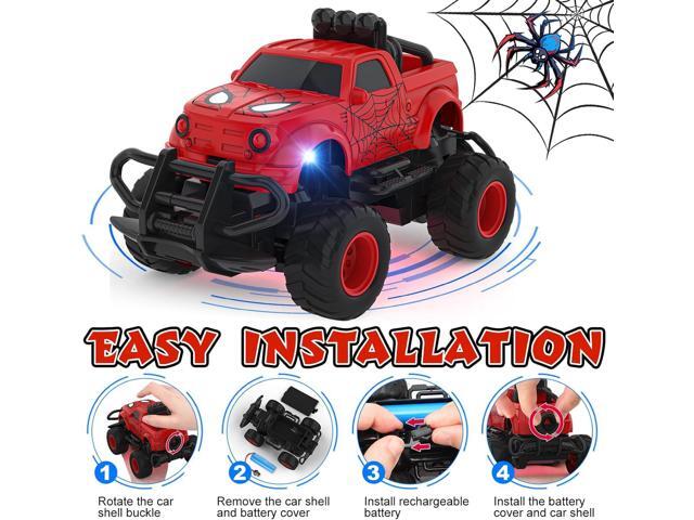 Remote Control Car for Boys 4-7, 1:43 Scale Mini RC Cars for Kids 3-5, RC Truck Christmas Birthday Gift for Toddlers 3 4 5 6 7 8 Year Old Boys (Red)