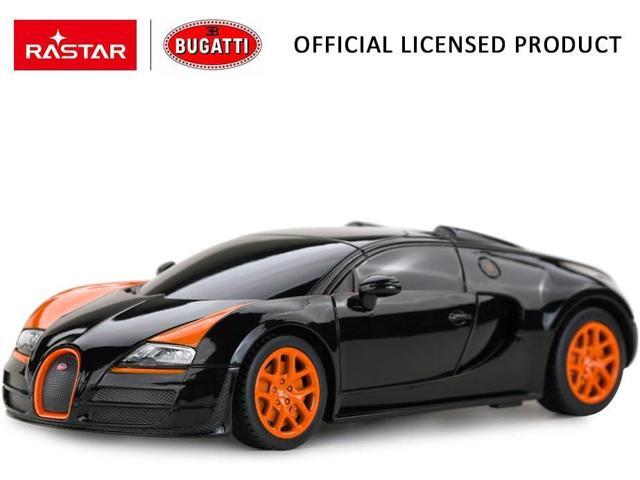 RASTAR RC Car 1:24 Bugatti Veyron 16.4 Grand Sport Vitesse Radio Remote Control Racing Toy Car Model Vehicle, Black/Orange