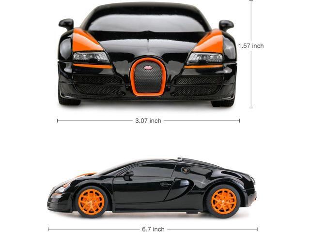 RASTAR RC Car 1:24 Bugatti Veyron 16.4 Grand Sport Vitesse Radio Remote Control Racing Toy Car Model Vehicle, Black/Orange