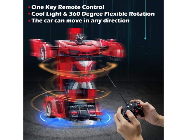 AMENON Remote Control Transform Car Robot Toy for Boys Kids Teens Toys with Lights RC Car 2.4Ghz 1:18 Rechargeable 360°Rotating Race Car Toys...