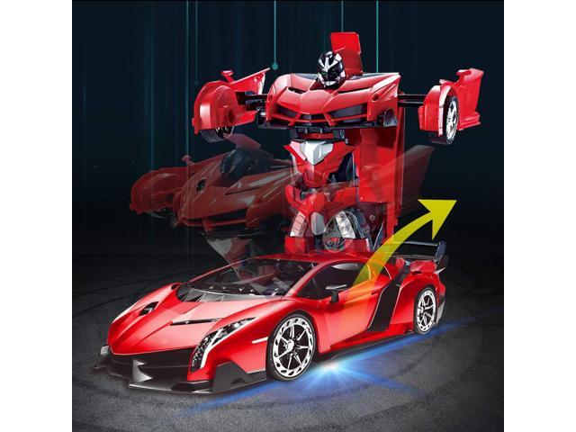 AMENON Remote Control Transform Car Robot Toy for Boys Kids Teens Toys with Lights RC Car 2.4Ghz 1:18 Rechargeable 360°Rotating Race Car Toys...