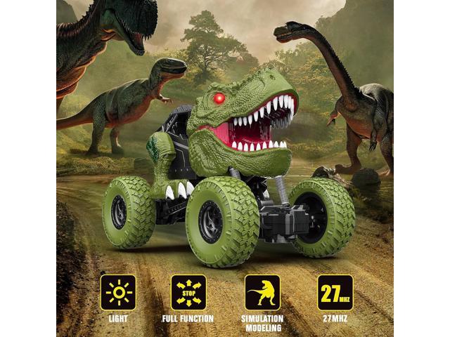 Remote Control Dinosaur Car for Kids Boys, 2.4Ghz All Terrain Remote Control Dinosaur Truck with Light, Rechargeable 4WD Off Road RC Car Toys for...