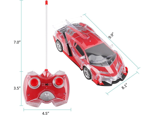 Light Up RC Remote Control Racing Car - 1:20 Scale Radio Control Sports Car with Flashing LED Lights - Ideal Gift Toy for Kids
