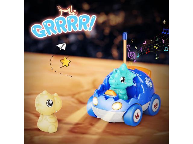 Dinosaur Toys for 2 3 4 5 6 Years Old, 2 Pack Remote Control Cars, Race Cars for Kids, Toddlers Dino RC Car Toys with Music, Xmas, Birthday Gifts...