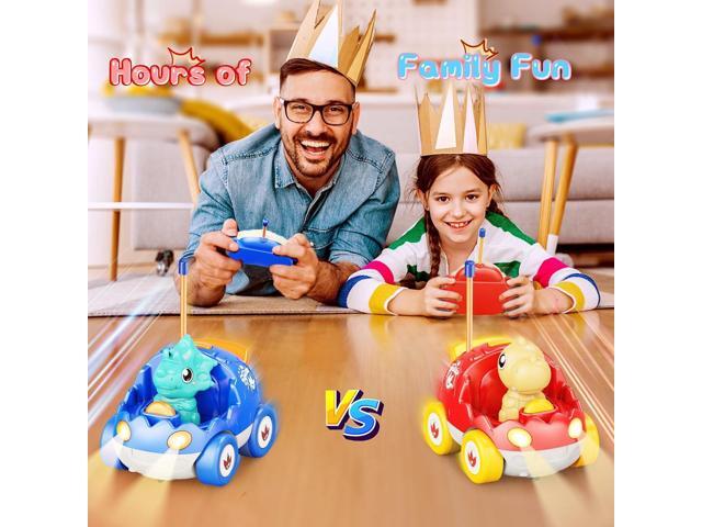 Dinosaur Toys for 2 3 4 5 6 Years Old, 2 Pack Remote Control Cars, Race Cars for Kids, Toddlers Dino RC Car Toys with Music, Xmas, Birthday Gifts...