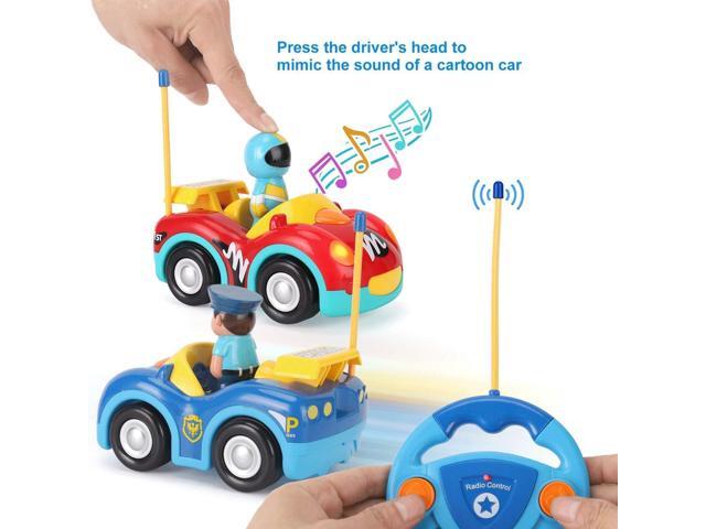 Liberty Imports My First Cartoon RC Remote Control Cars for Toddlers Ages 1-3, Radio Control Toy for Baby, Kids 18 Months+ (2 Pack)
