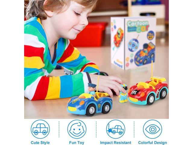 Liberty Imports My First Cartoon RC Remote Control Cars for Toddlers Ages 1-3, Radio Control Toy for Baby, Kids 18 Months+ (2 Pack)