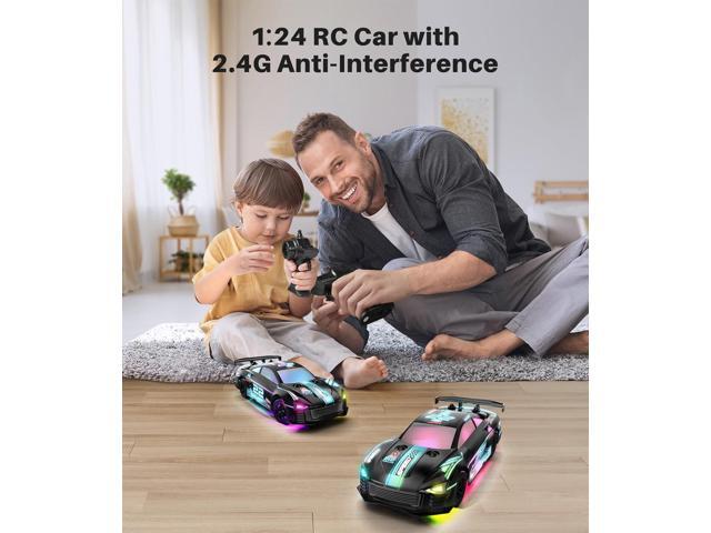 RC Drift Car, 4WD Remote Control Vehicle with LED Lights, 2.4GHz Race Car with Drifting & Racing Tires, 2 Rechargeable Batteries, Gifts Toys for...