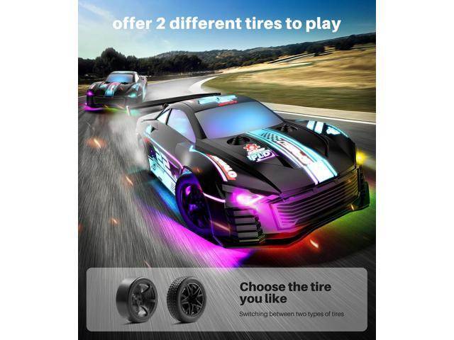RC Drift Car, 4WD Remote Control Vehicle with LED Lights, 2.4GHz Race Car with Drifting & Racing Tires, 2 Rechargeable Batteries, Gifts Toys for...