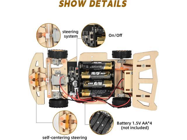 Self-Centering Steering Remote Control CarSTEM Projects for Kids Ages 8-12Engineering kit, DIY rc car kit, STEM Kits for Kids Ages 8-12