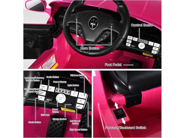 Costzon Ride on Car, Pink Licensed Maserati Gbili 12V Battery Powered Electric Car with Parent Remote Control & Manual Modes, Horn, Lights, MP3,...