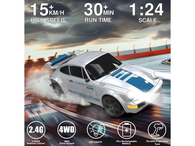 RC Drift Car 1:24 Remote Control Car 4WD 15KM/H High Speed Racing Sport Car with LED Lights RC Cars Toy Cars for Kids Boys Girls Adults Gifts...